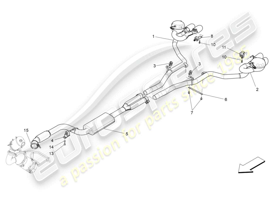 maserati ghibli (2014) silencers part diagram