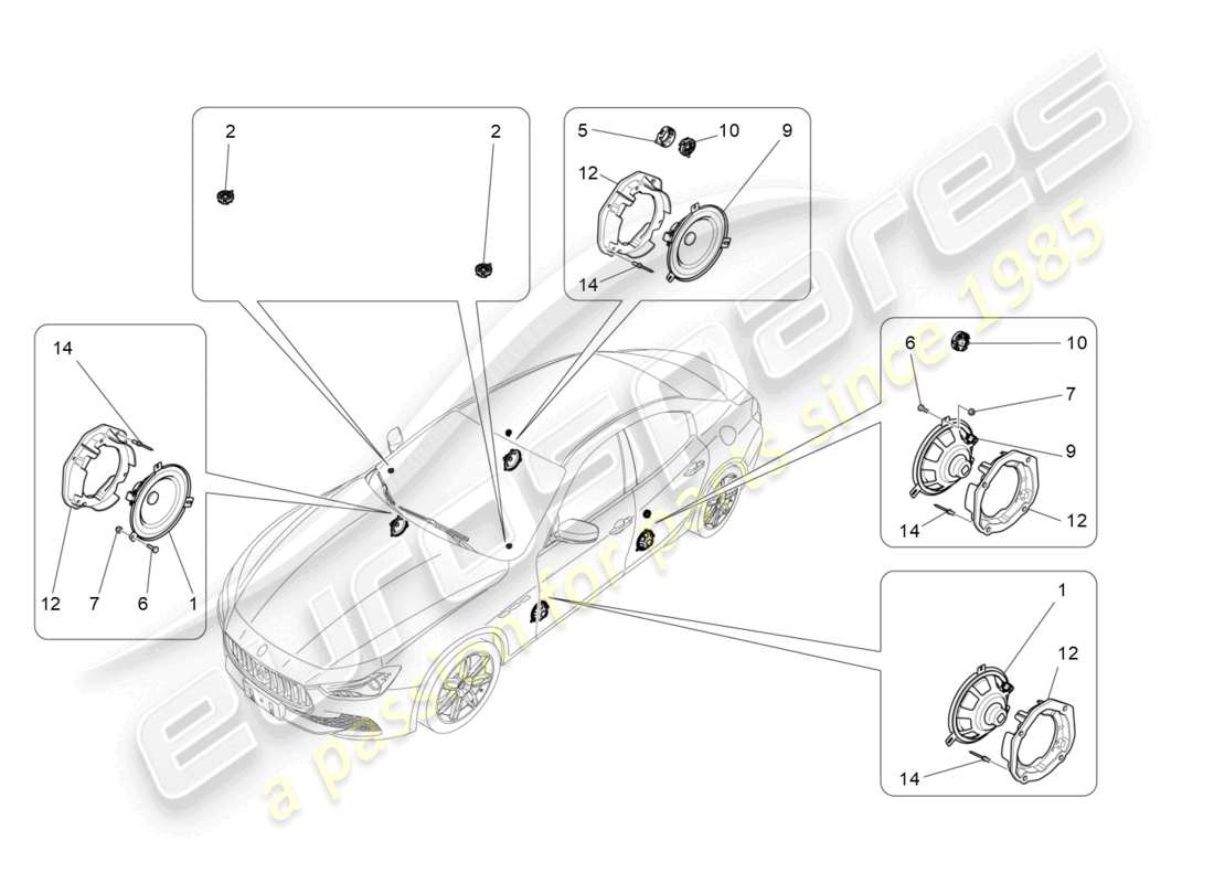 maserati ghibli (2017) sound diffusion system part diagram