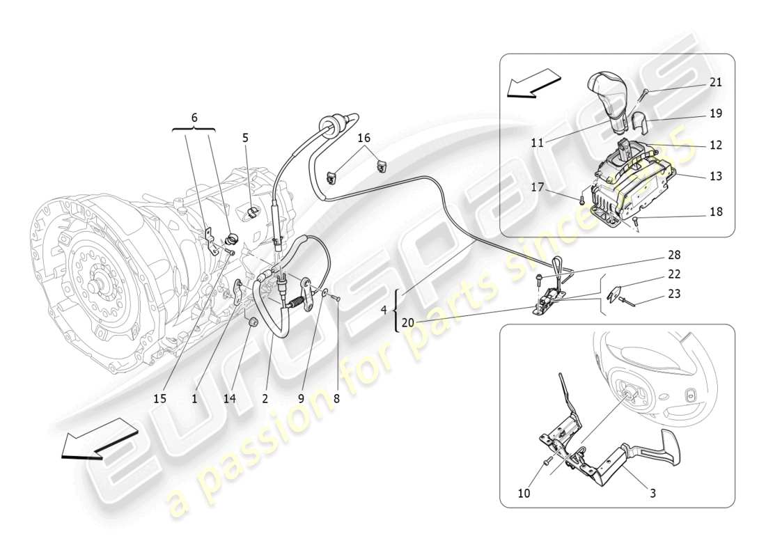 maserati quattroporte (2018) driver controls for automatic gearbox part diagram