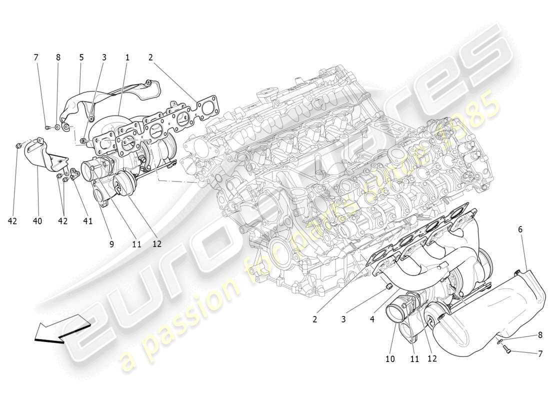 maserati quattroporte (2018) turbocharging system: equipments part diagram