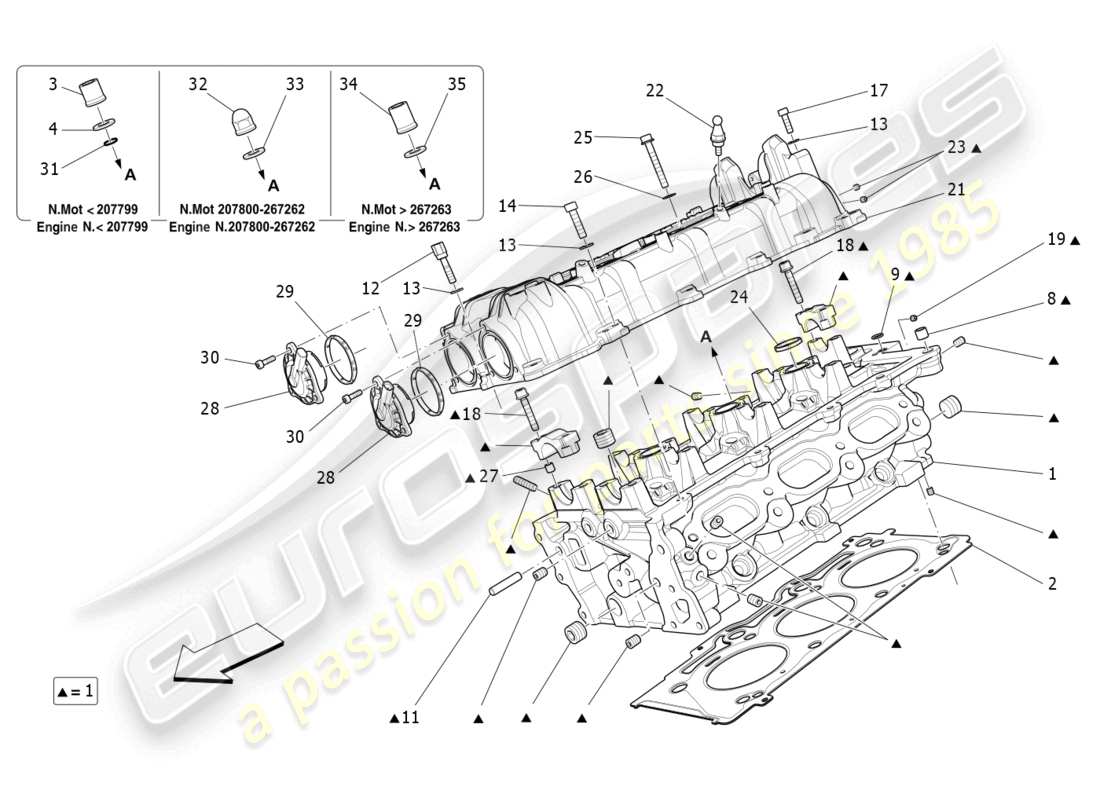 maserati ghibli (2017) rh cylinder head part diagram