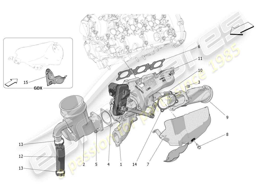 maserati grecale trofeo (2023) turbocharging system: equipments part diagram