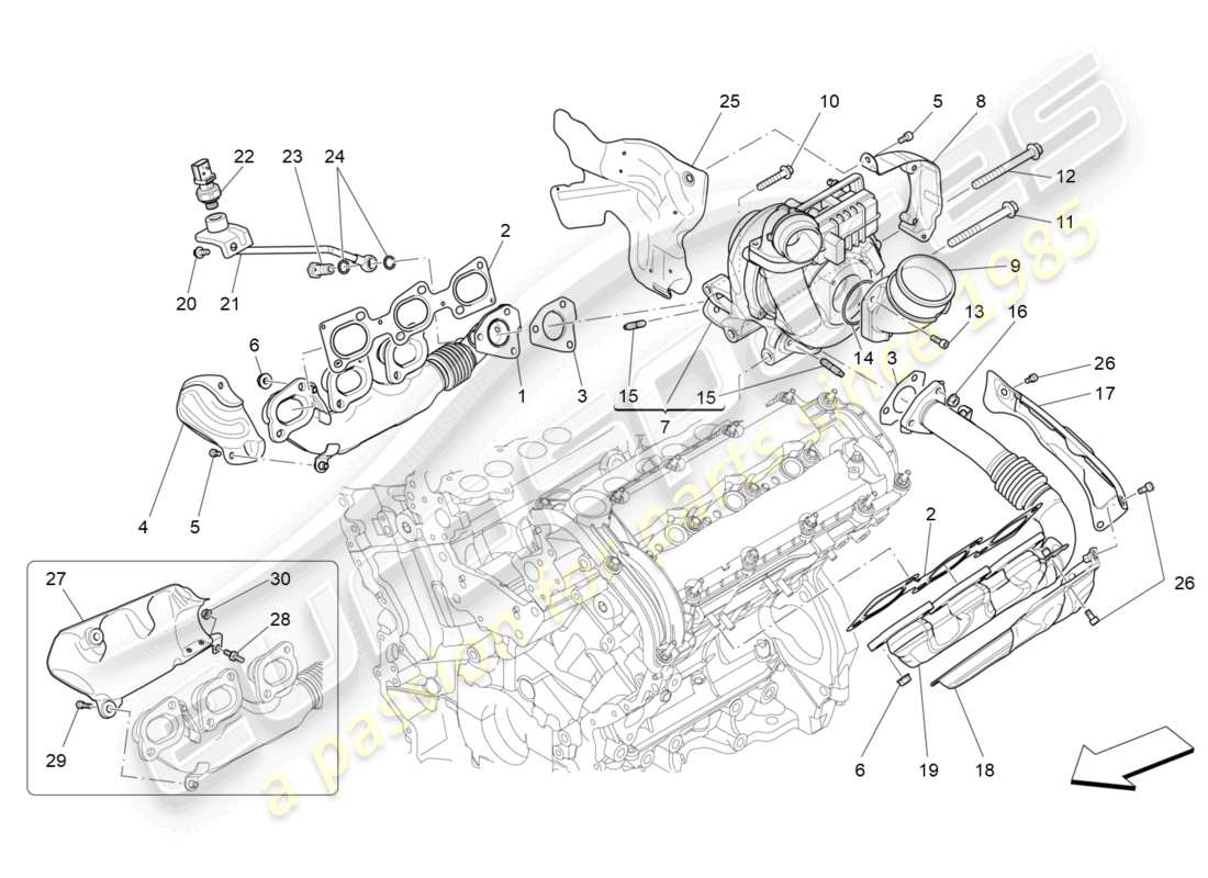 maserati ghibli (2016) turbocharging system: equipments part diagram