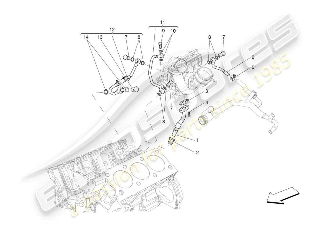 maserati ghibli (2016) turbocharging system: lubrication and cooling part diagram