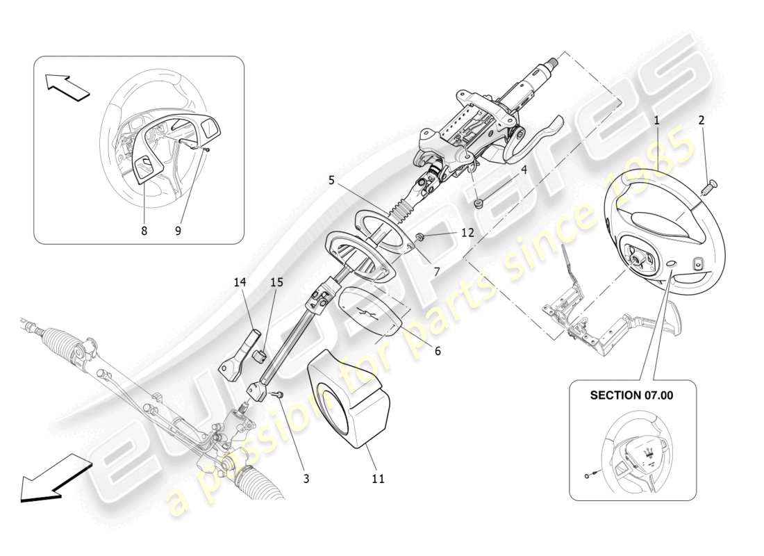 maserati levante modena s (2022) steering column and steering wheel unit part diagram