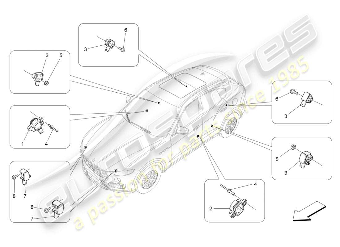 maserati levante (2019) crash sensors part diagram