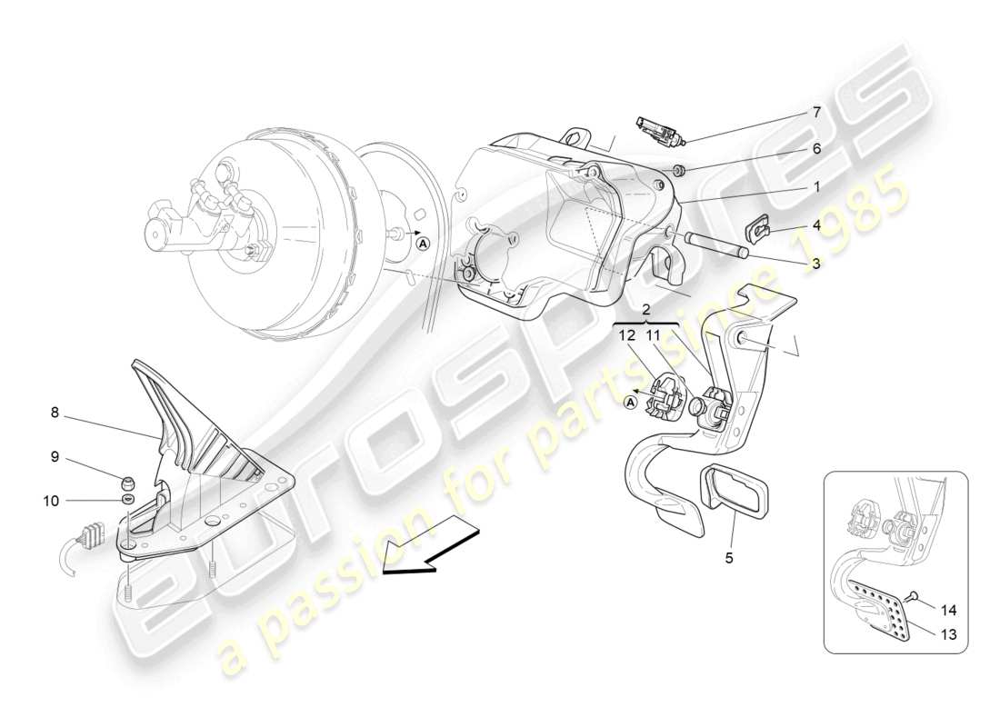 maserati grancabrio mc (2013) complete pedal board unit part diagram