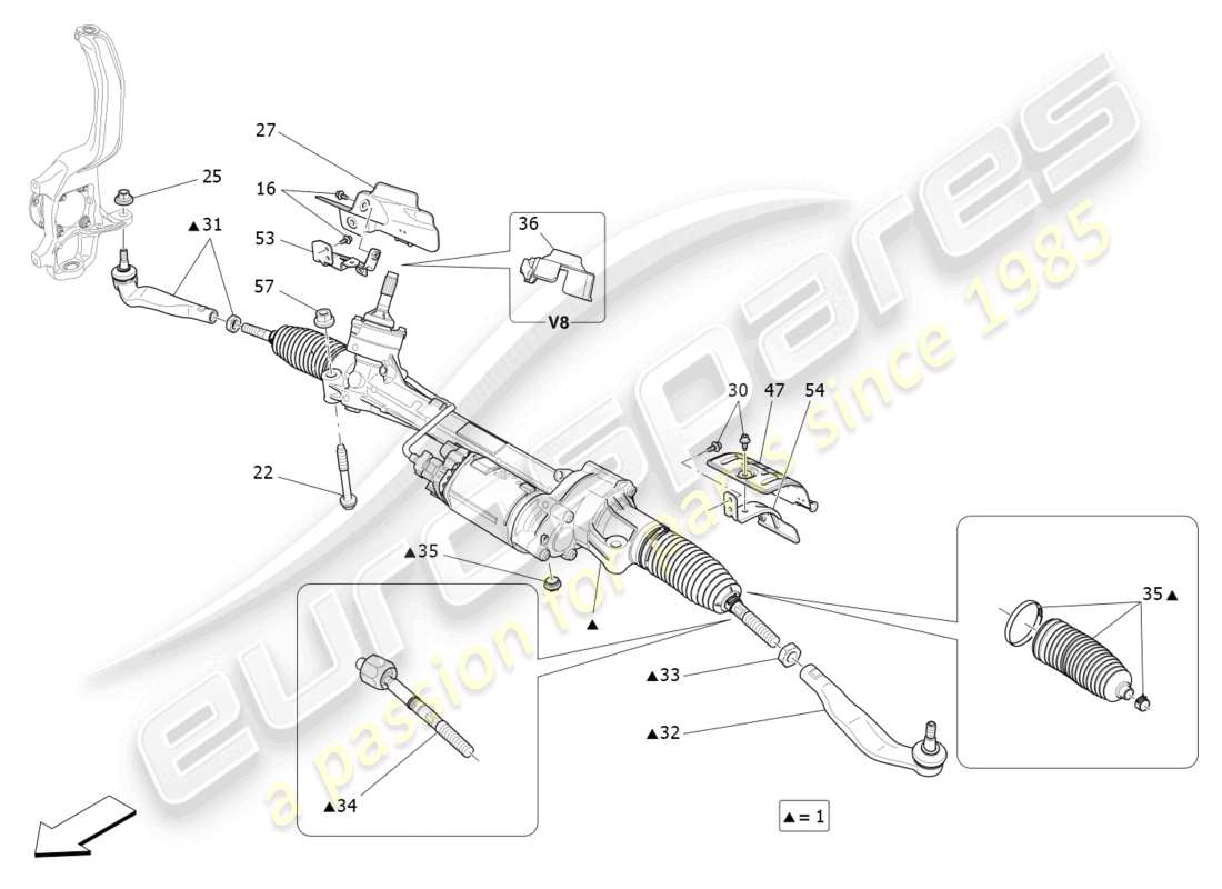 maserati levante (2019) complete steering rack unit part diagram