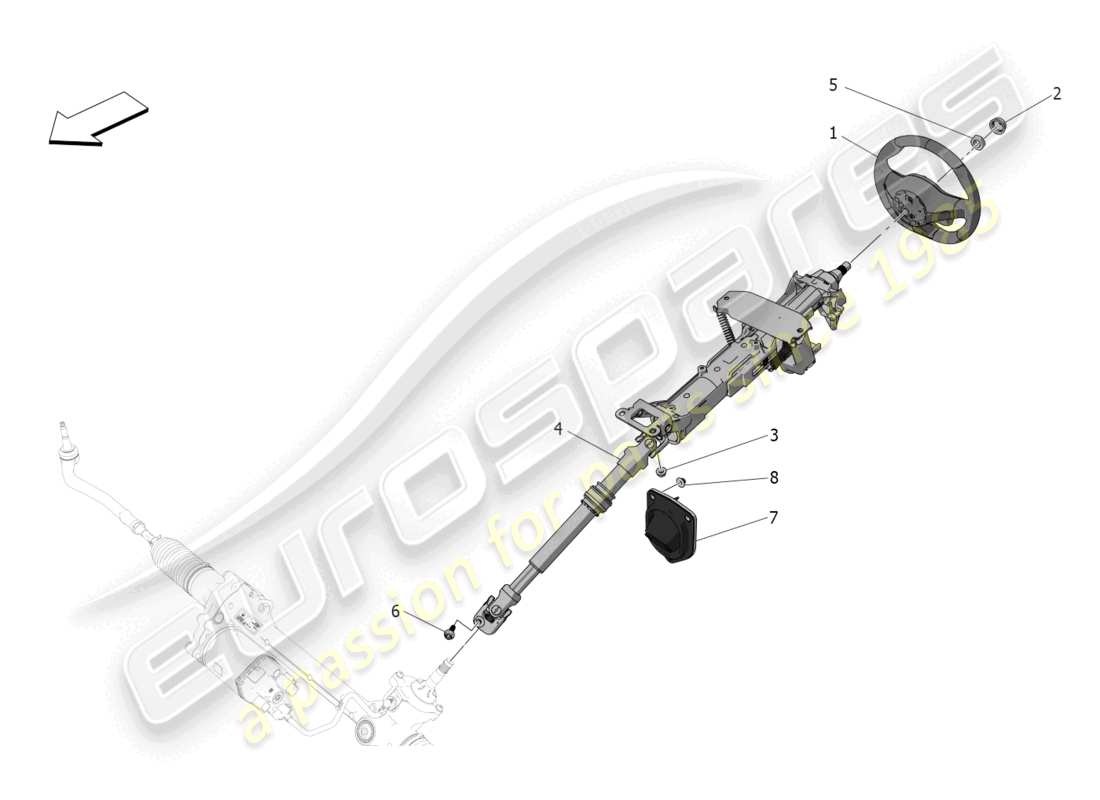 maserati mc20 cielo (2023) steering column and steering wheel unit part diagram