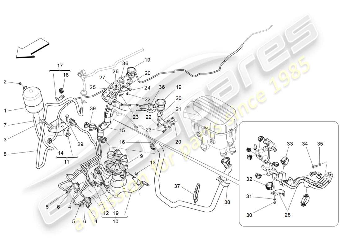 maserati levante gts (2020) additional air system part diagram