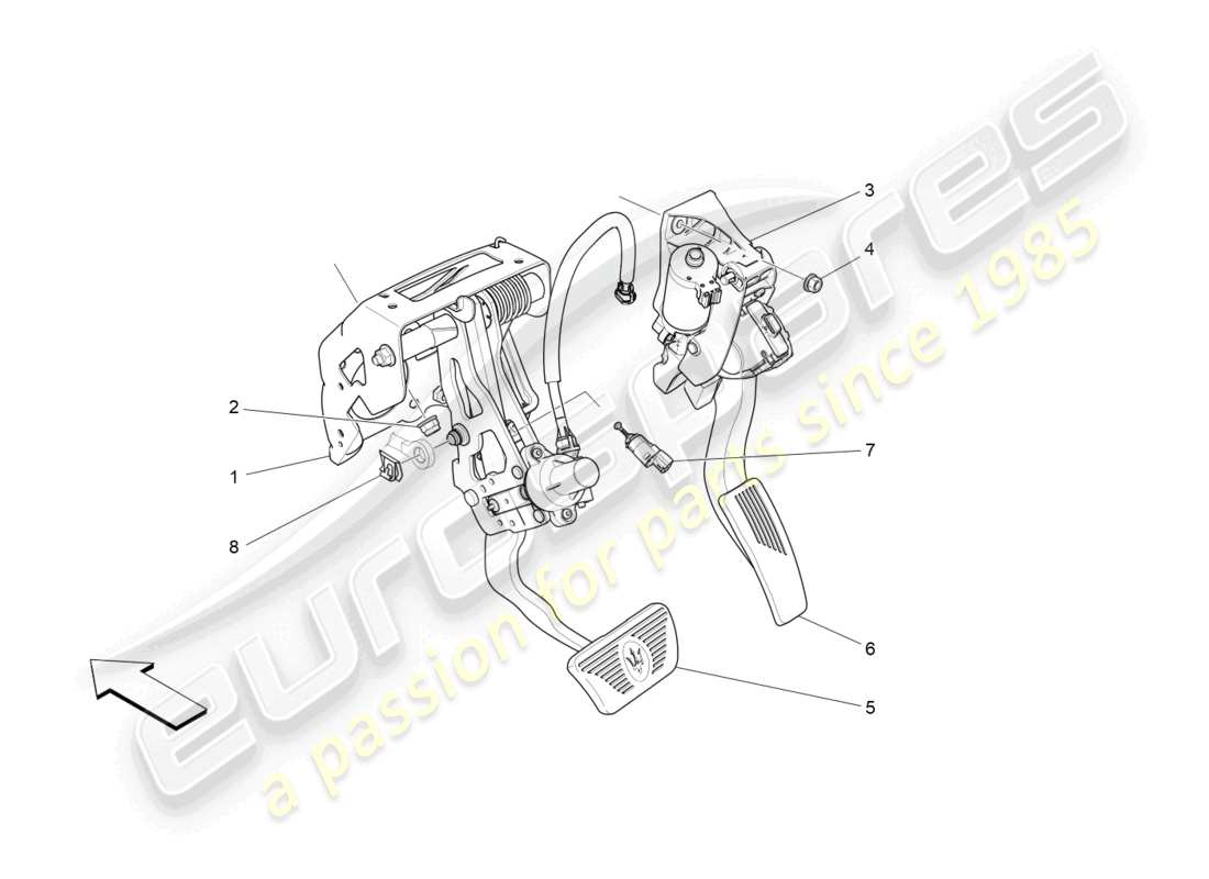 maserati levante (2019) complete pedal board unit part diagram