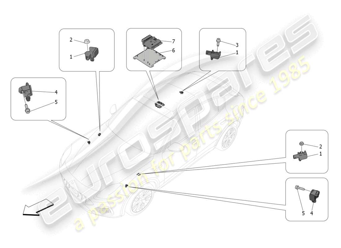 maserati grecale gt (2023) electronic control (suspension) part diagram