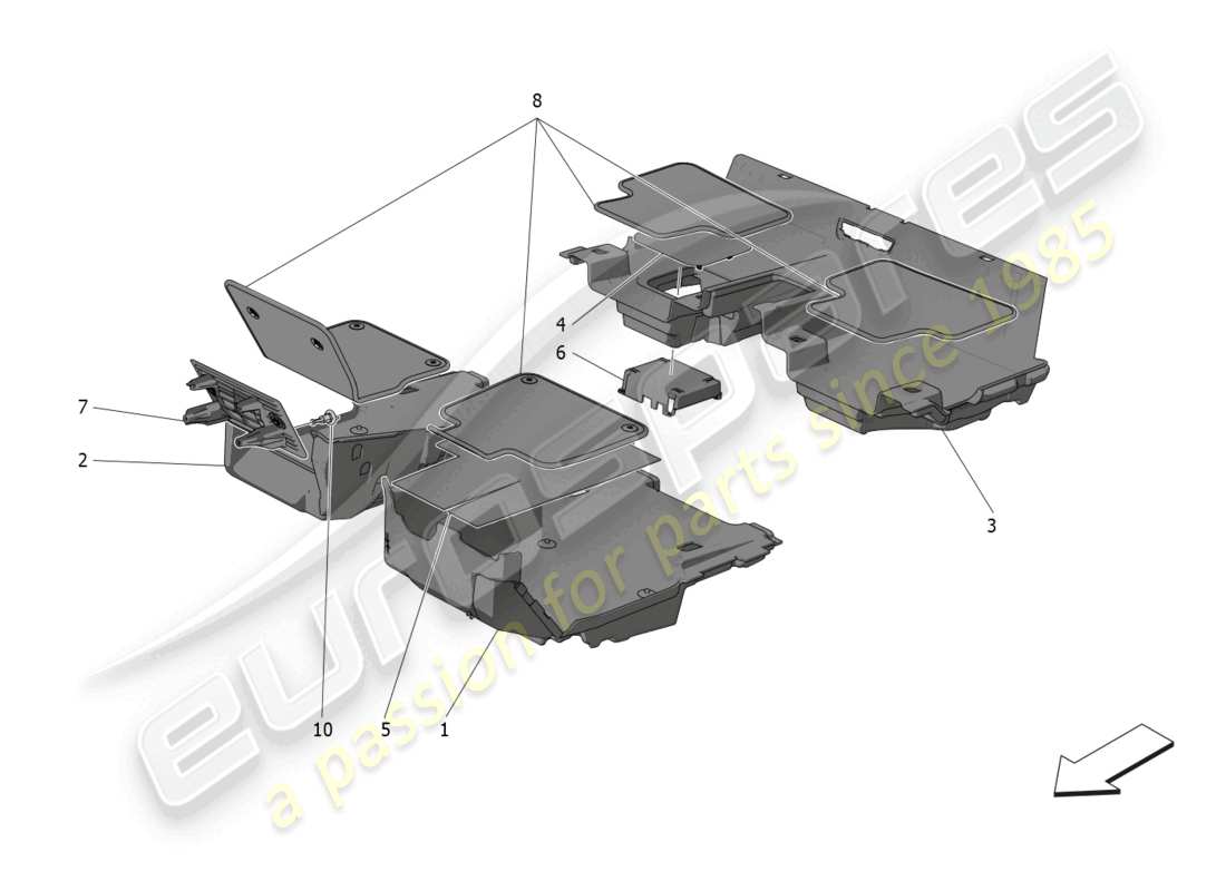 maserati grecale gt (2023) passenger compartment mats part diagram