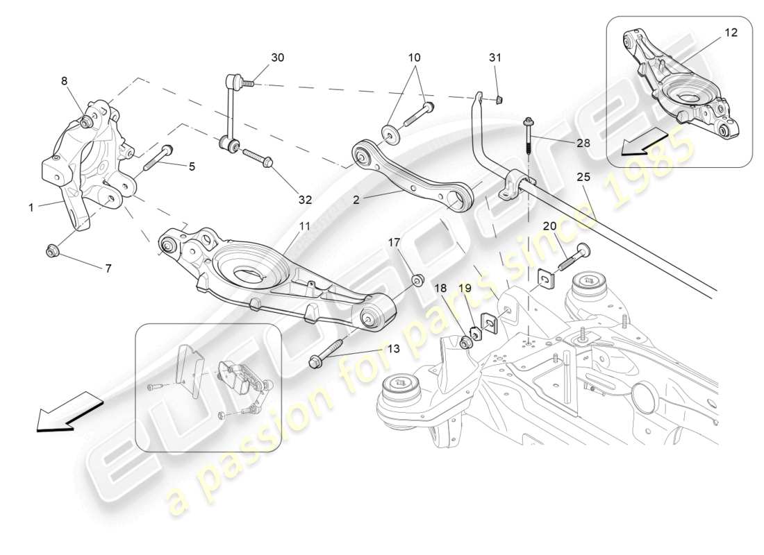 maserati levante (2020) rear suspension part diagram