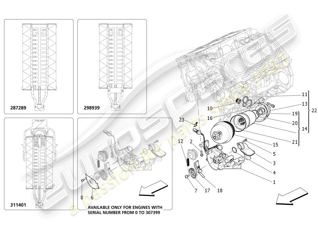 maserati ghibli (2017) lubrication system: pump and filter part diagram