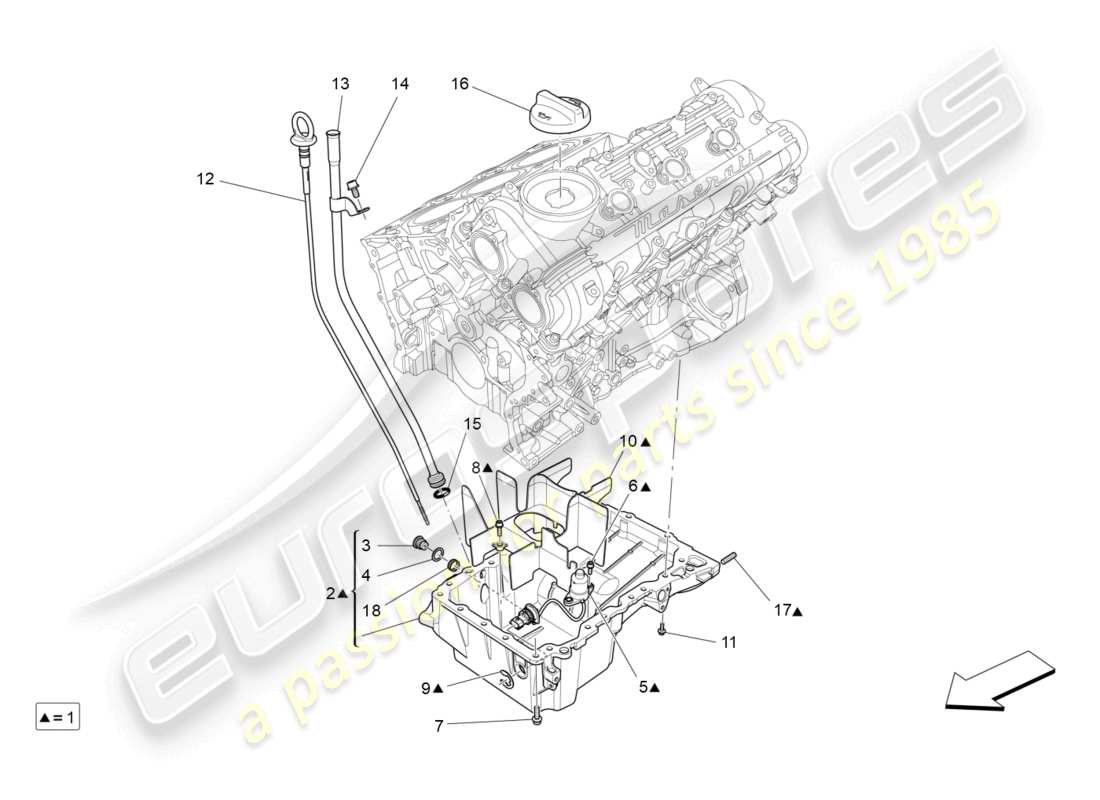 maserati ghibli (2017) lubrication system: circuit and collection part diagram