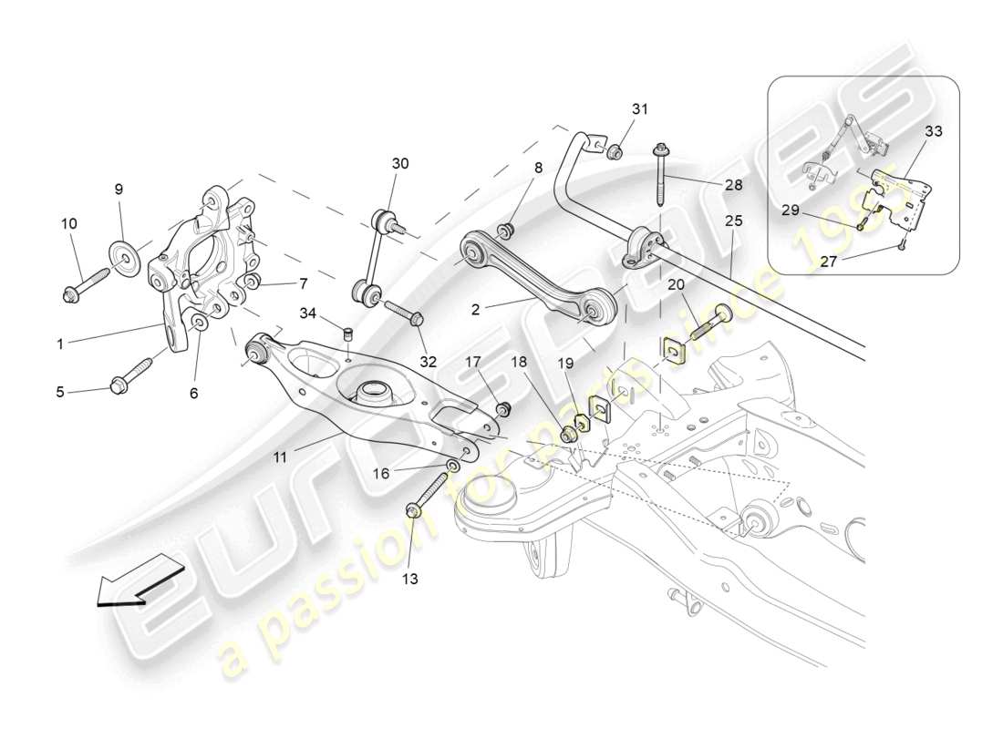 maserati ghibli (2017) rear suspension part diagram