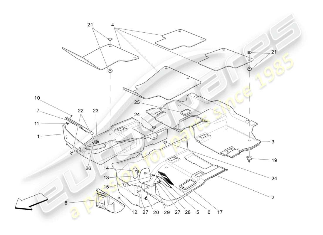 maserati levante (2020) passenger compartment mats part diagram