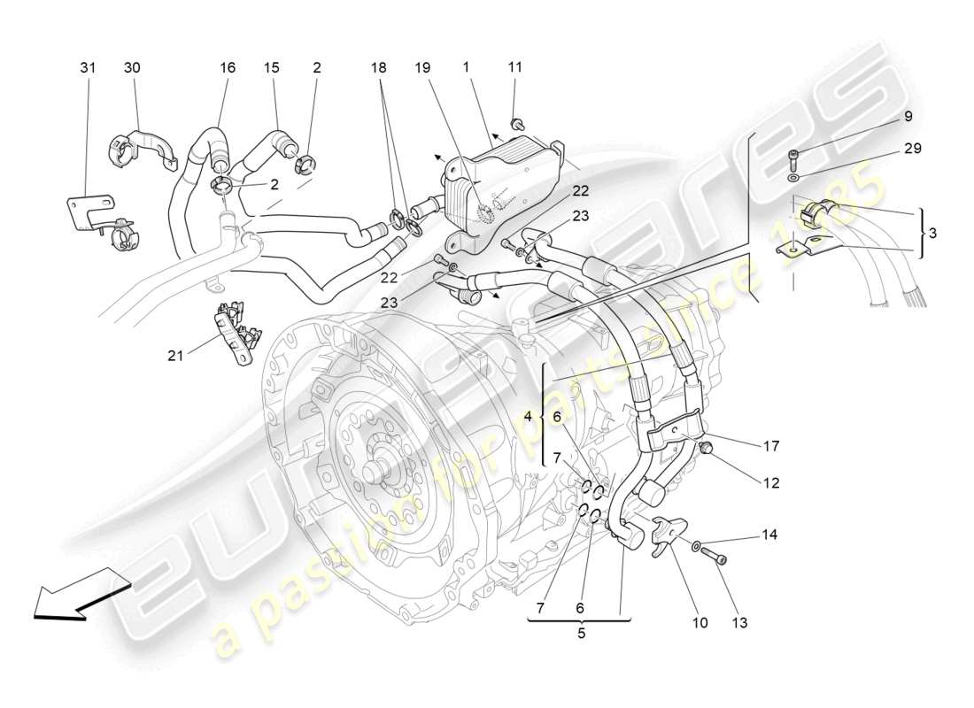 maserati levante gts (2020) lubrication and gearbox oil cooling part diagram