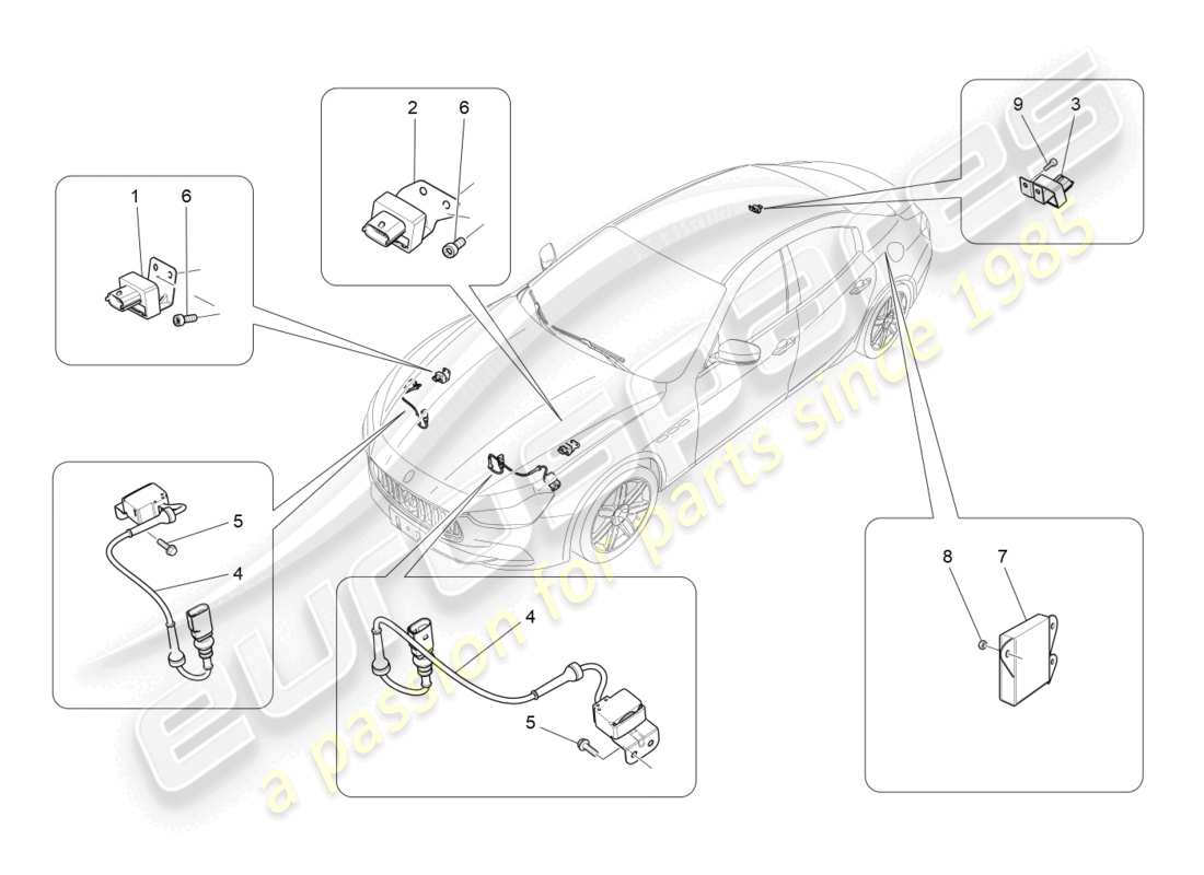 maserati ghibli (2017) electronic control (suspension) part diagram