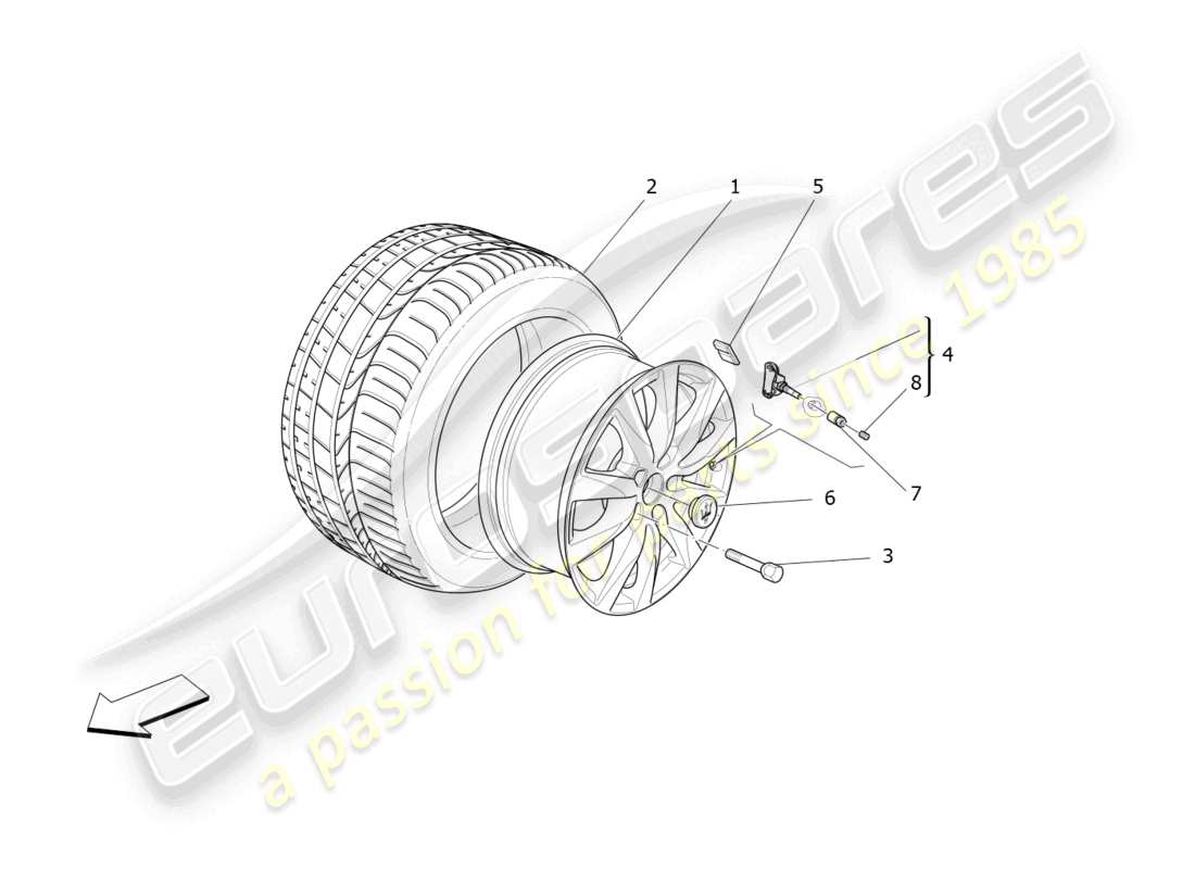 maserati levante zenga (2020) wheels and tyres part diagram