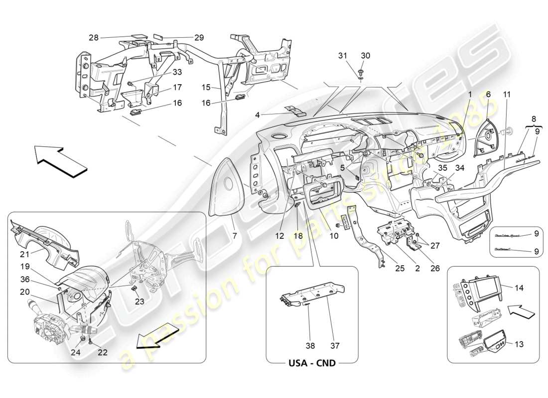 maserati grancabrio mc (2013) dashboard unit part diagram