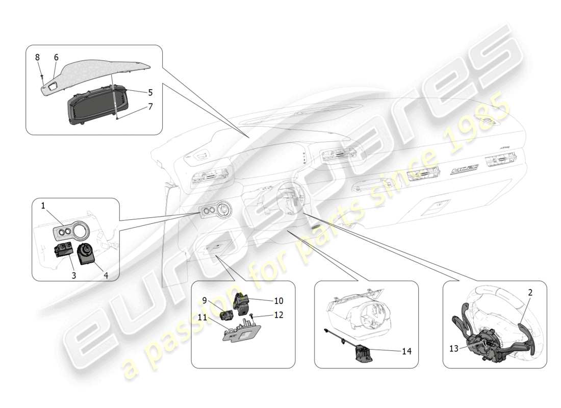 maserati mc20 cielo (2023) dashboard devices part diagram