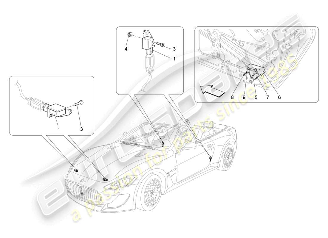 maserati grancabrio mc (2013) crash sensors part diagram