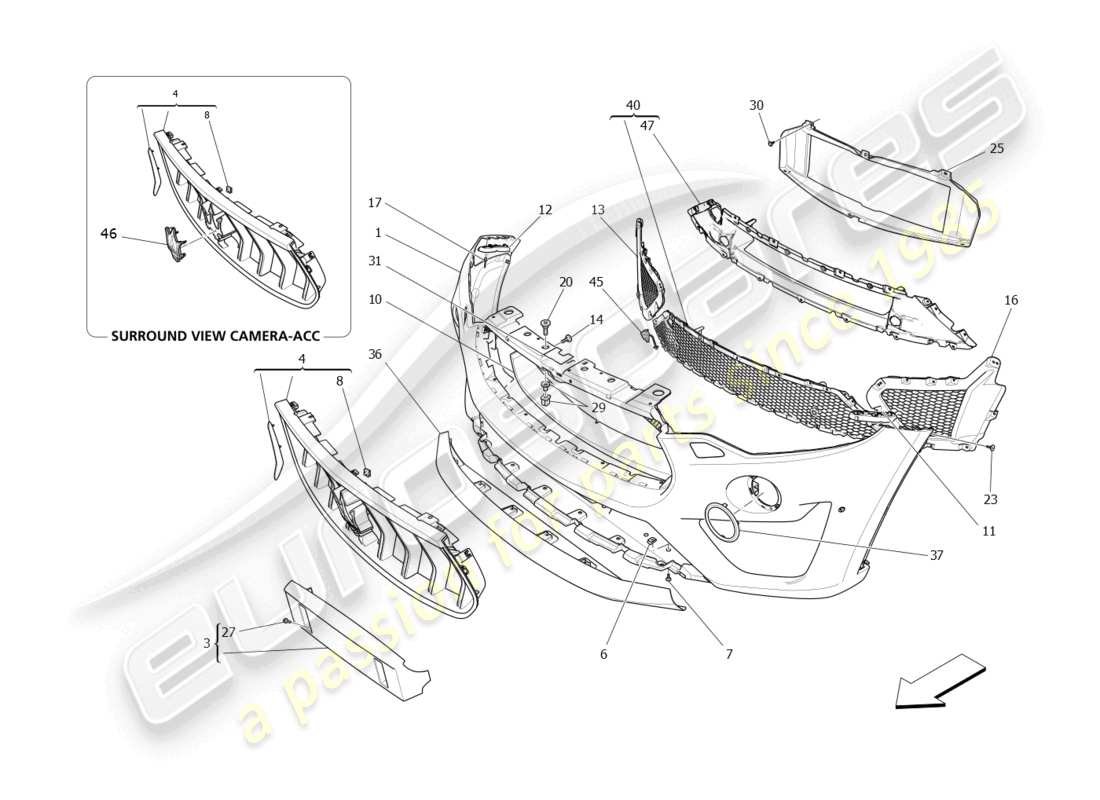 maserati levante gts (2020) front bumper part diagram