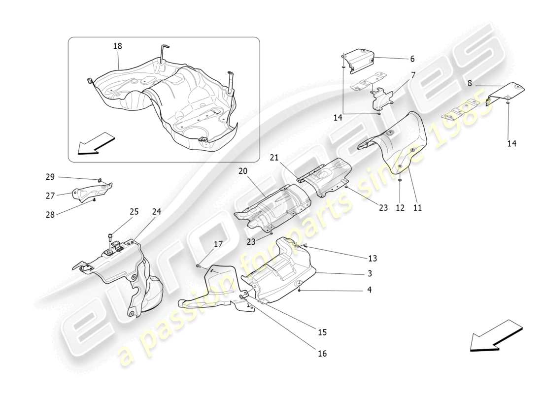 maserati levante gt (2022) thermal insulating panels part diagram