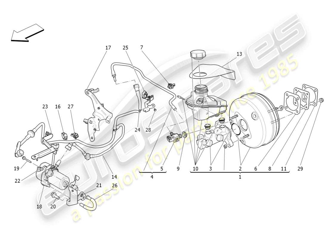 maserati ghibli fragment (2022) brake servo system part diagram