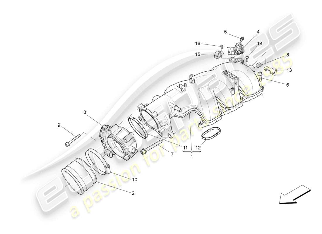 maserati levante (2017) intake manifold and throttle body parts diagram