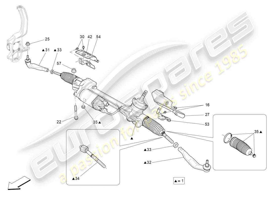 maserati levante (2019) complete steering rack unit part diagram