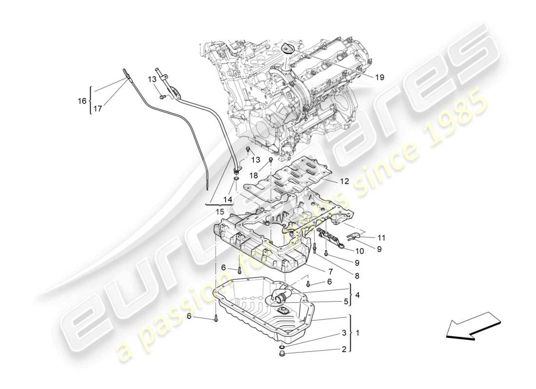 maserati ghibli (2016) lubrication system: circuit and collection part diagram