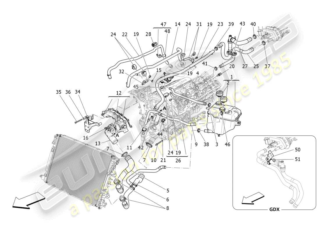 maserati ghibli (2016) cooling system: nourice and lines part diagram