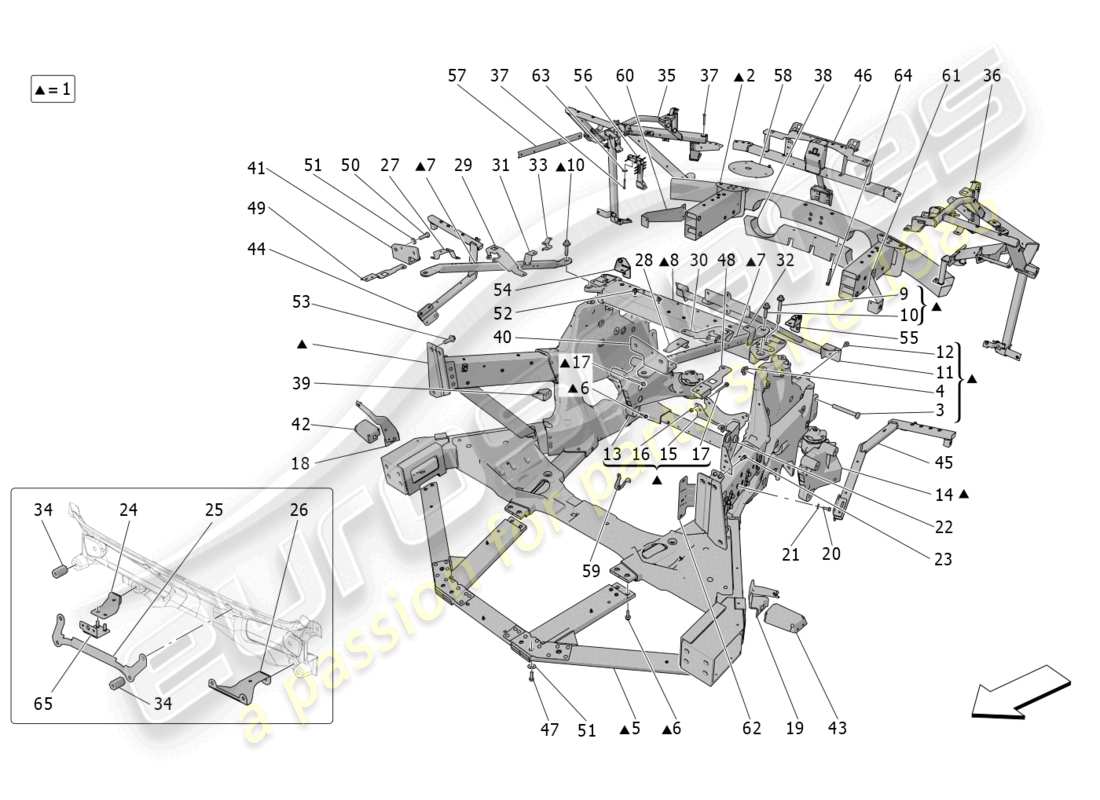 maserati mc20 (2023) rear chassis part diagram