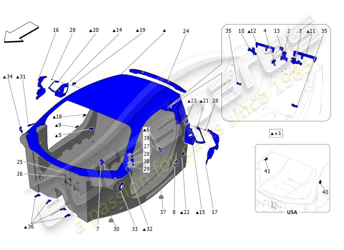 maserati mc20 (2022) central monocoque part diagram