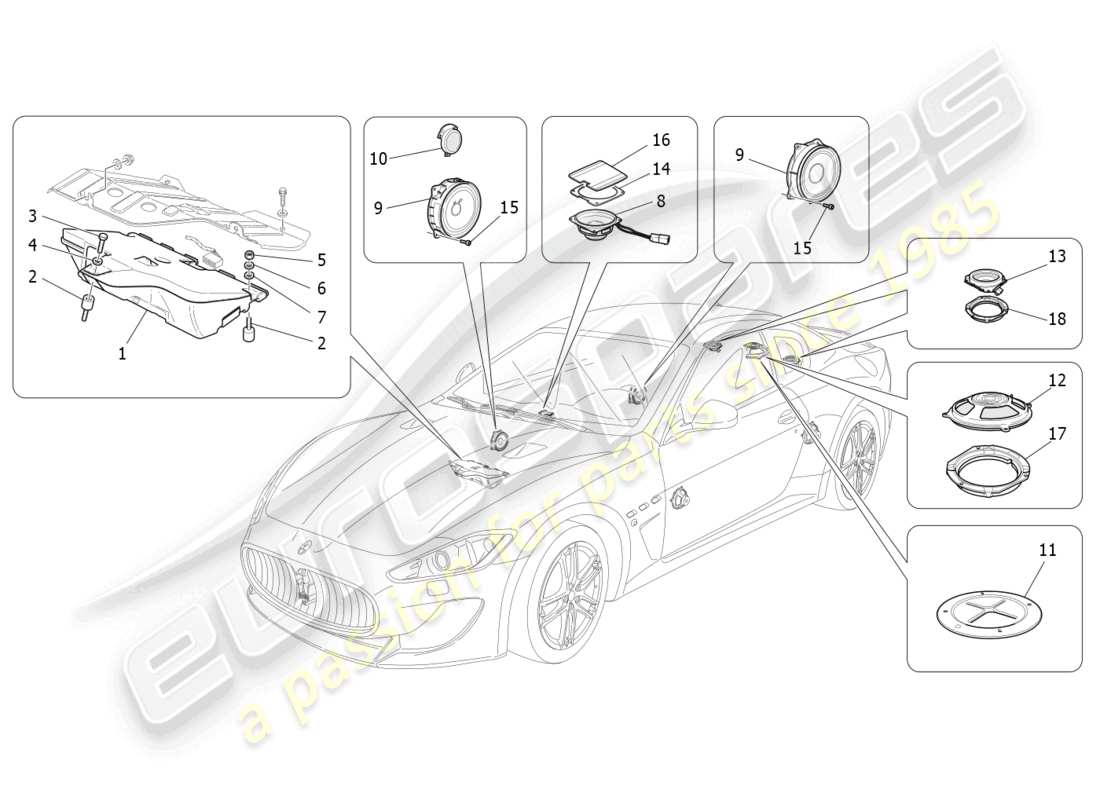 maserati granturismo mc stradale (2012) sound diffusion system part diagram