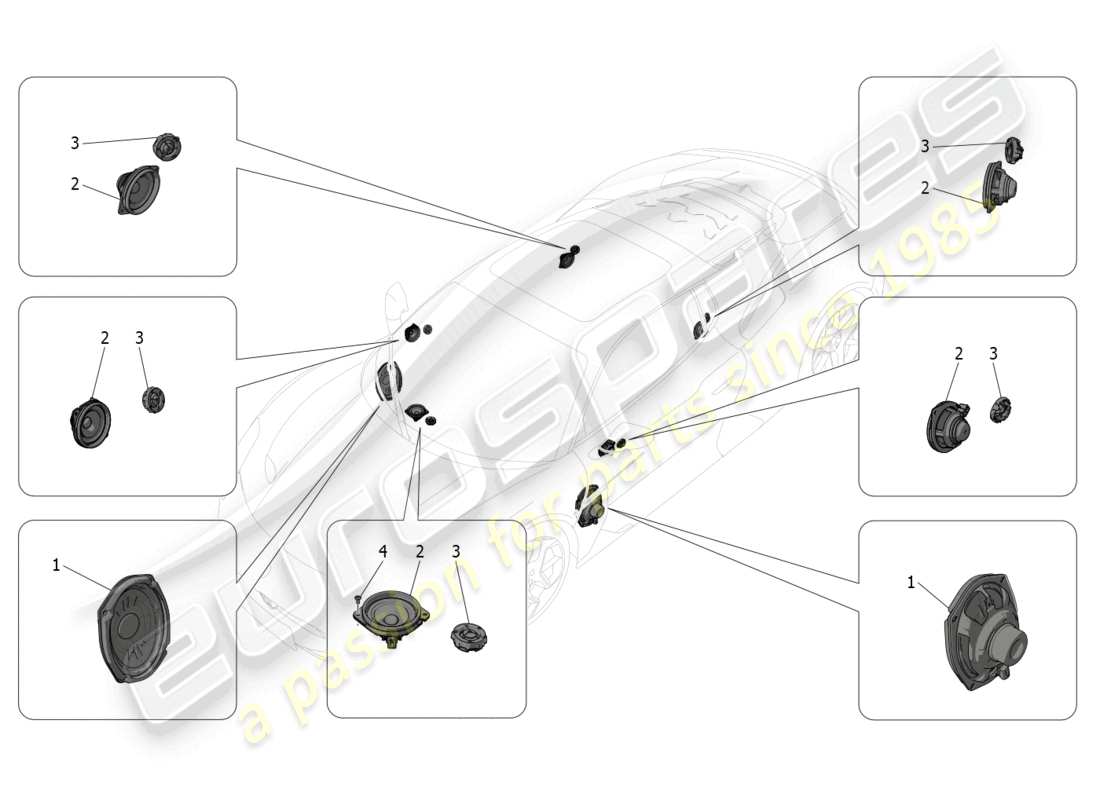 maserati mc20 (2023) sound diffusion system part diagram