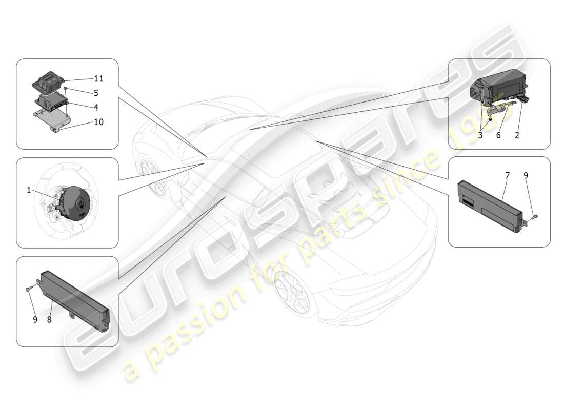 maserati mc20 (2022) airbag system part diagram