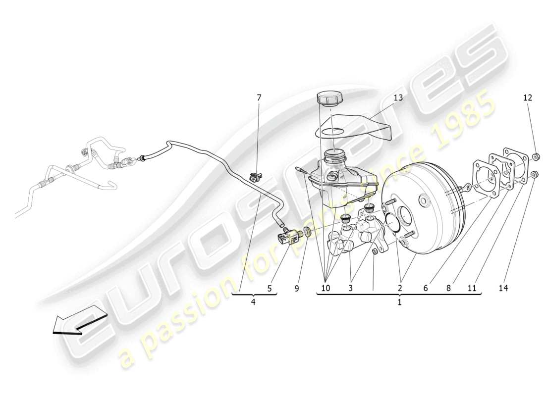 maserati ghibli fragment (2022) brake servo system part diagram