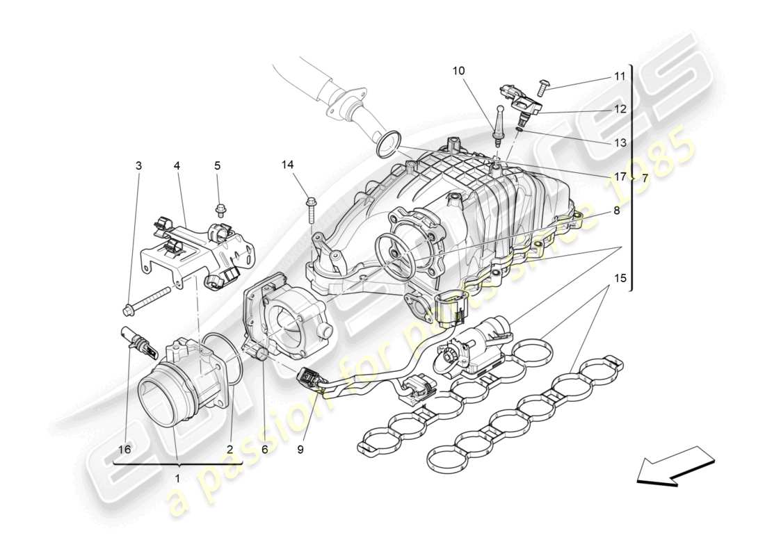 maserati levante (2017) intake manifold and throttle body part diagram