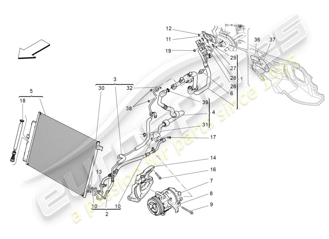 maserati levante (2018) a/c unit: engine compartment devices part diagram