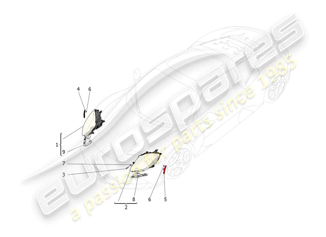 maserati mc20 (2023) headlight clusters part diagram