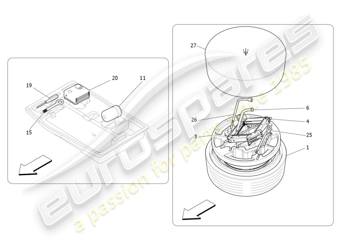 maserati levante gt (2022) standard provided part diagram