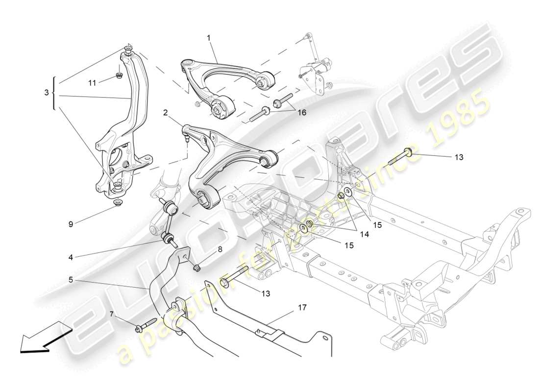 maserati levante tributo (2021) front suspension part diagram