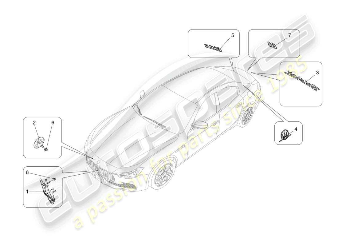 maserati ghibli (2016) trims, brands and symbols part diagram