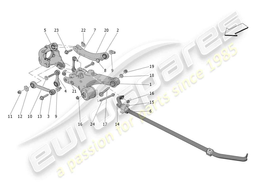 maserati grecale trofeo (2023) rear suspension part diagram