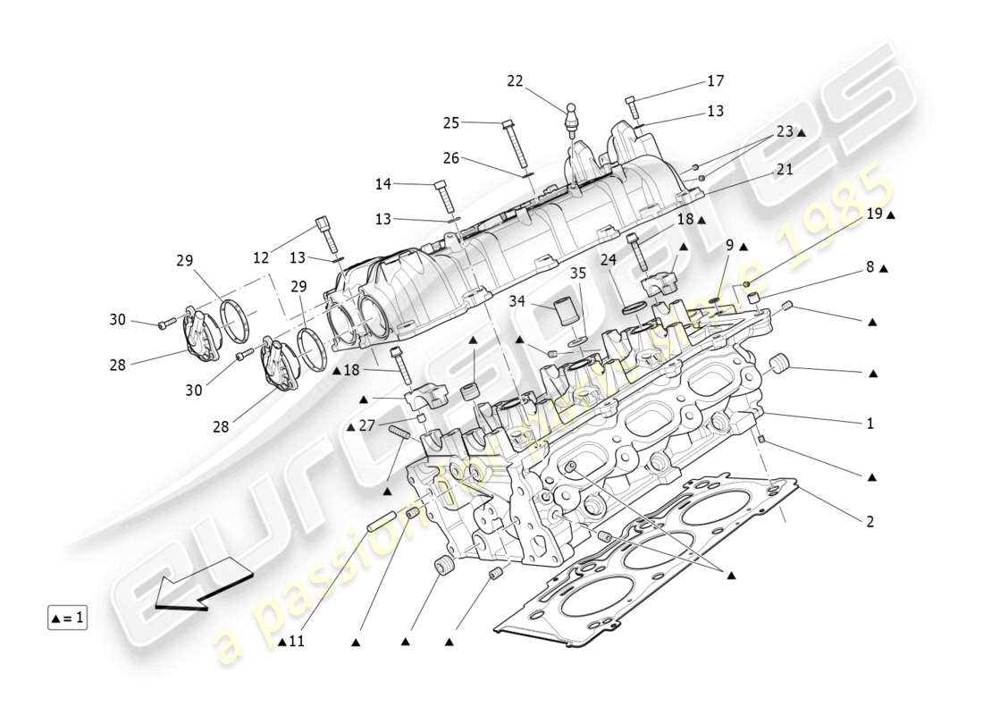 maserati levante tributo (2021) rh cylinder head part diagram