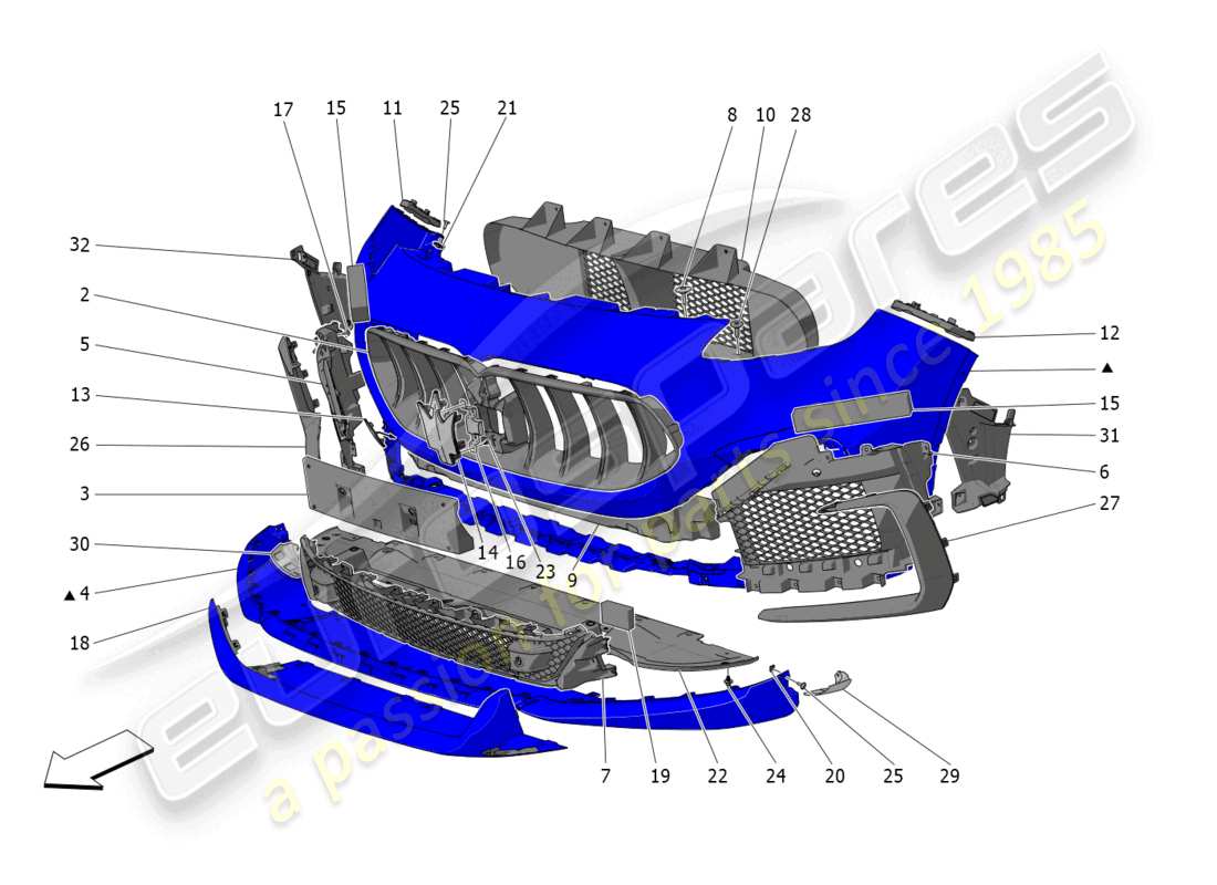 maserati grecale trofeo (2023) front bumper part diagram